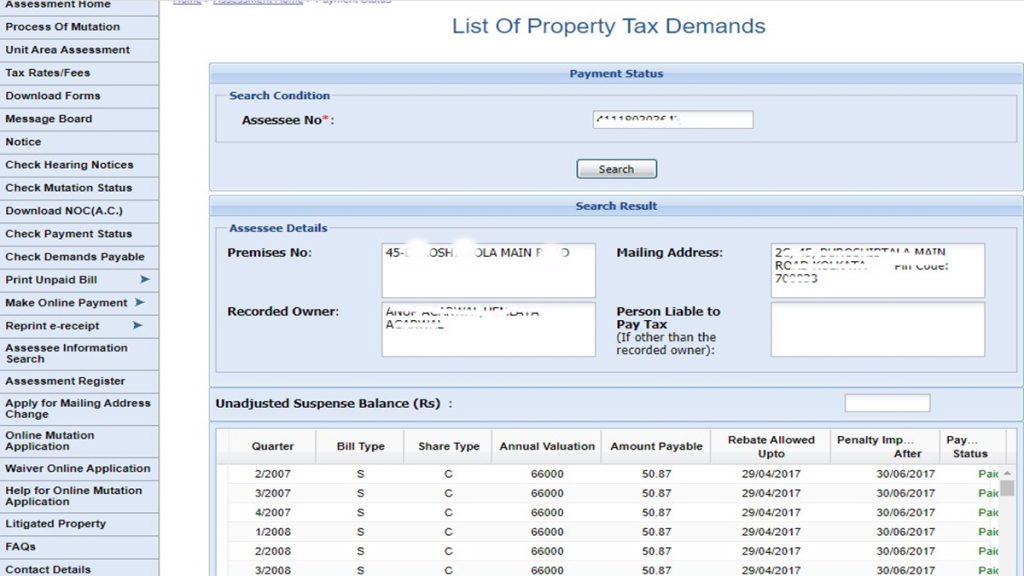 KMC Property Tax Online Payment Kolkata Property Tax